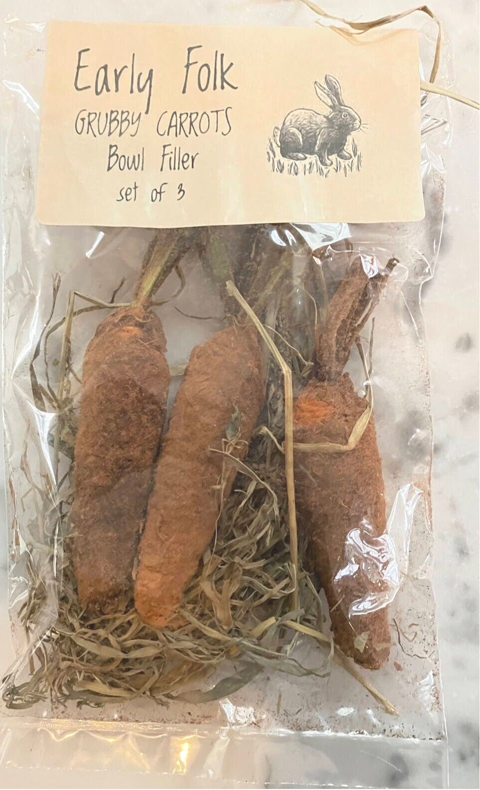 Primitive Farmhouse Grubby Easter Carrots w/ Grass Bowl Filler 3pc - The Primitive Pineapple Collection