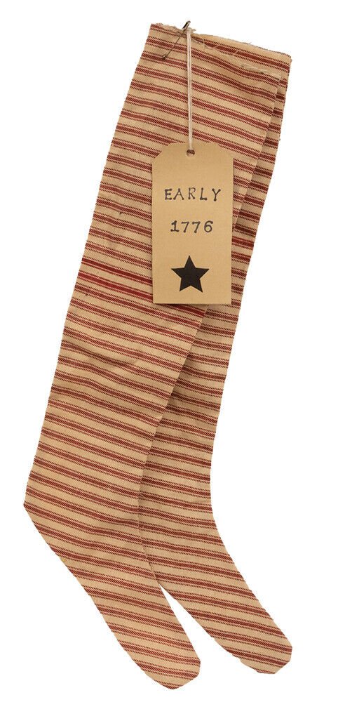 Primitive Christmas 2/Set, Red Ticking Stripe Fabric Stocking Ornament w/ Tag - The Primitive Pineapple Collection