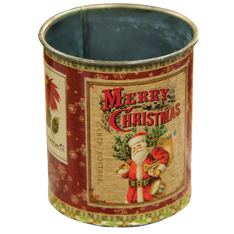 Vintage Santa Kris Kringle Tin Can 4" x 3.5" Perfect for Holiday Crafts - The Primitive Pineapple Collection