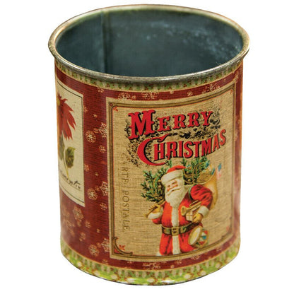 Vintage Santa Kris Kringle Tin Can 4&quot; x 3.5&quot; Perfect for Holiday Crafts - The Primitive Pineapple Collection