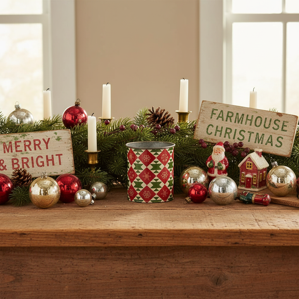 Primitive/ Country Christmas Vintage Tin Cans 4 Styles Holiday Crafts 4" - The Primitive Pineapple Collection