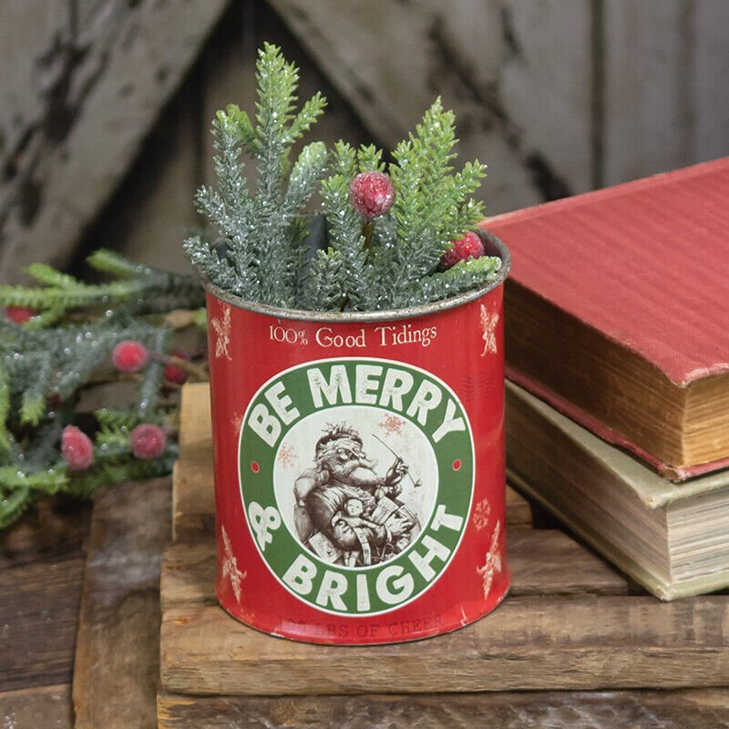 Primitive/ Country Christmas Vintage Tin Cans 4 Styles Holiday Crafts 4" - The Primitive Pineapple Collection