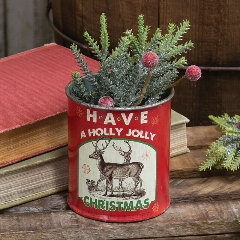 Primitive/ Country Christmas Vintage Tin Cans 4 Styles Holiday Crafts 4" - The Primitive Pineapple Collection