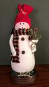 Primitive Handmade Christmas I Love Snow Snowman on Rusty Lid Greens/Berries 8" - The Primitive Pineapple Collection