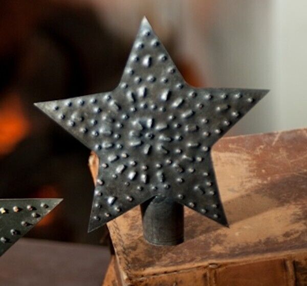 Primitive Rustic 8" Punched Tin Christmas Tree Star - The Primitive Pineapple Collection