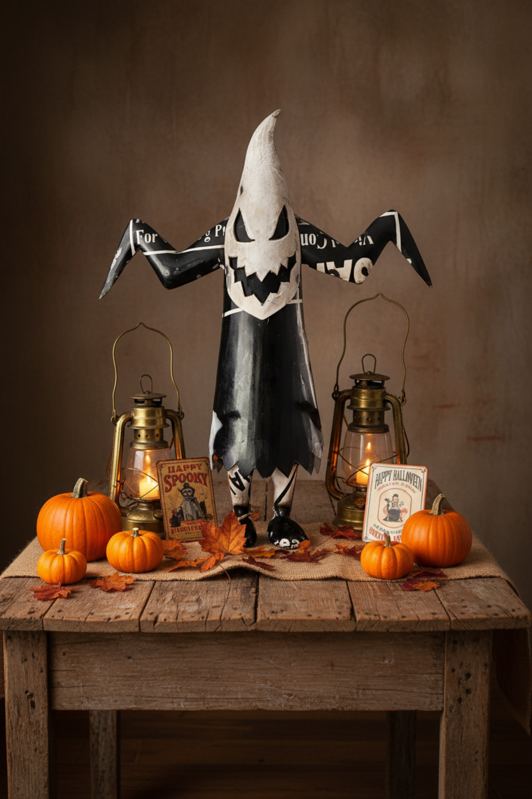 Primitive Halloween Recycled Metal Blaze Spooky Ghost Figurine Vintage Look - The Primitive Pineapple Collection