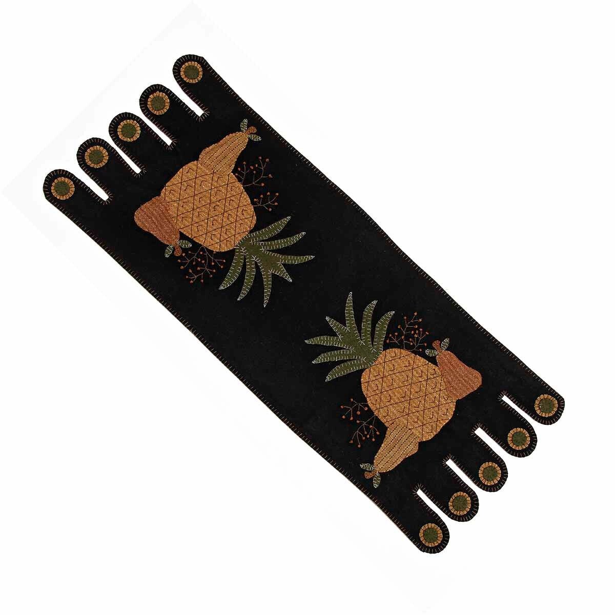 Primitive Farmhouse 14" x 36" Applique Pineapple Table Runner Folk Art - The Primitive Pineapple Collection