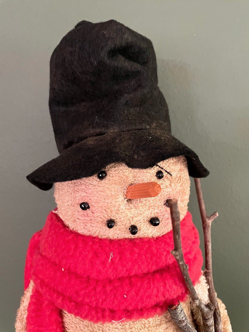 Primitive Handcrafted Christmas Let it Snow Snowman w/ Twig Folk Art Country 14" - The Primitive Pineapple Collection