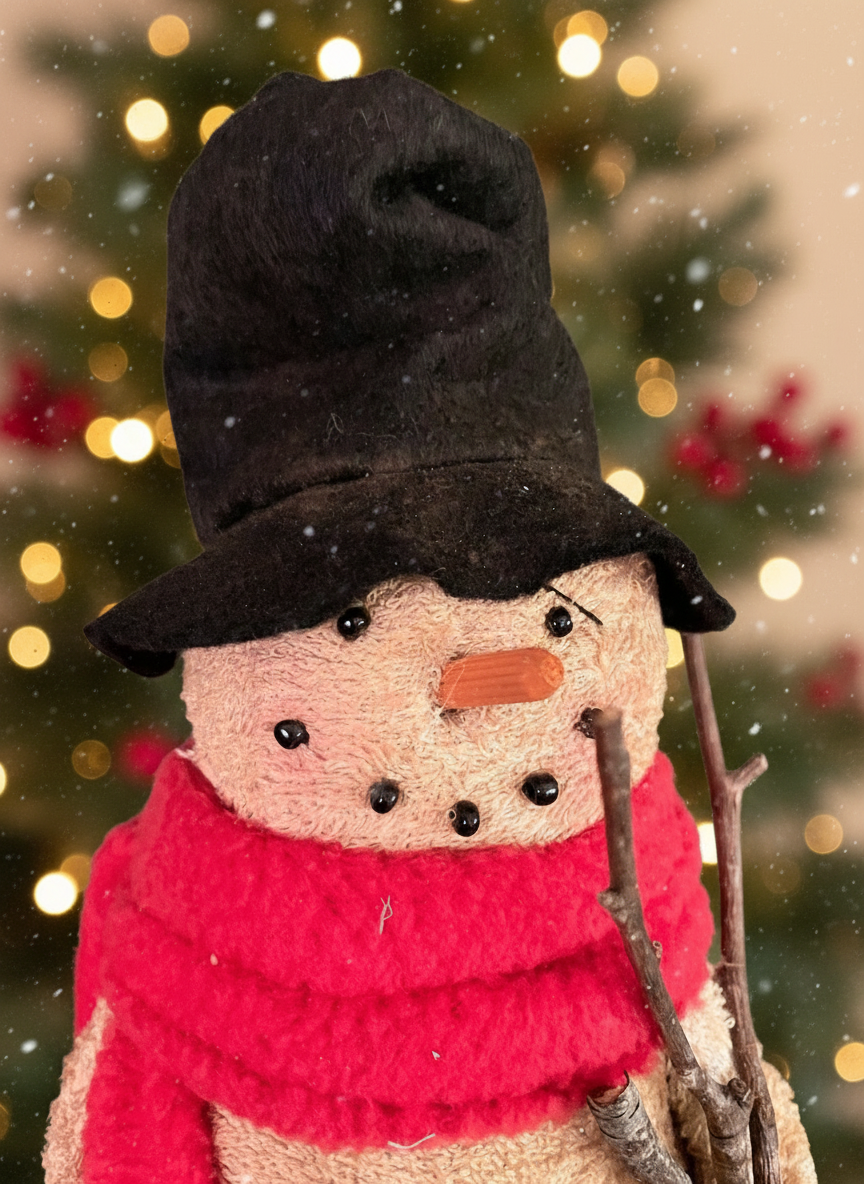 Primitive Handcrafted Christmas Let it Snow Snowman w/ Twig Folk Art Country 14" - The Primitive Pineapple Collection