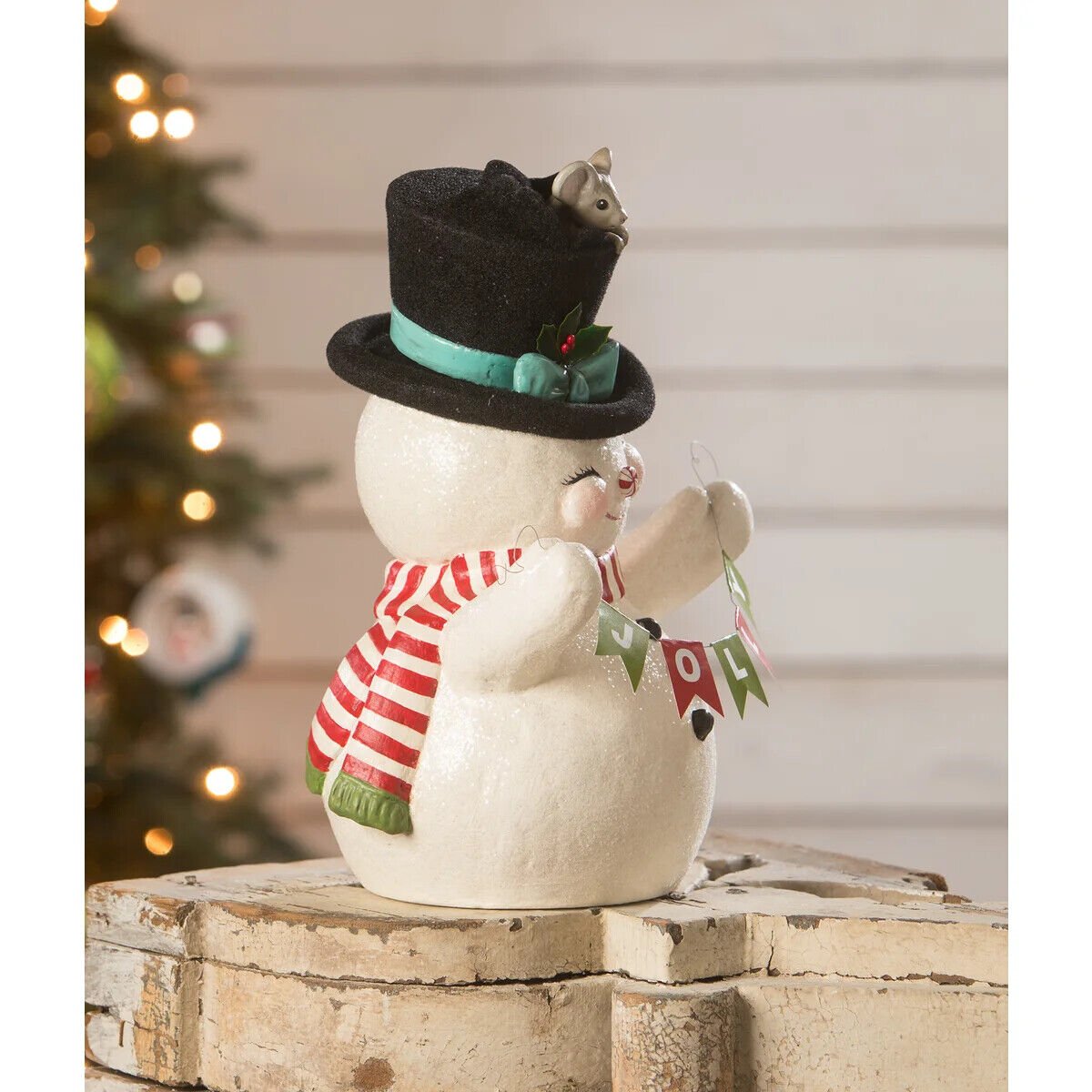 Bethany Lowe Christmas Holly Jolly Snowman Figurine TD2139 - The Primitive Pineapple Collection