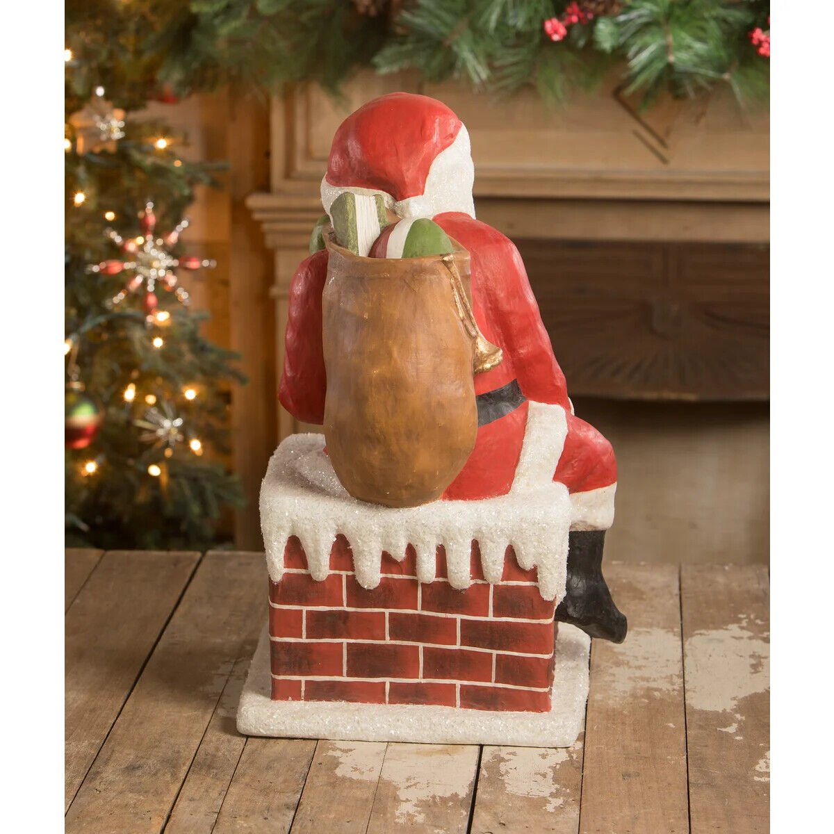 Bethany Lowe Christmas Traditional Santa Down Chimney 19" TJ2333 - The Primitive Pineapple Collection