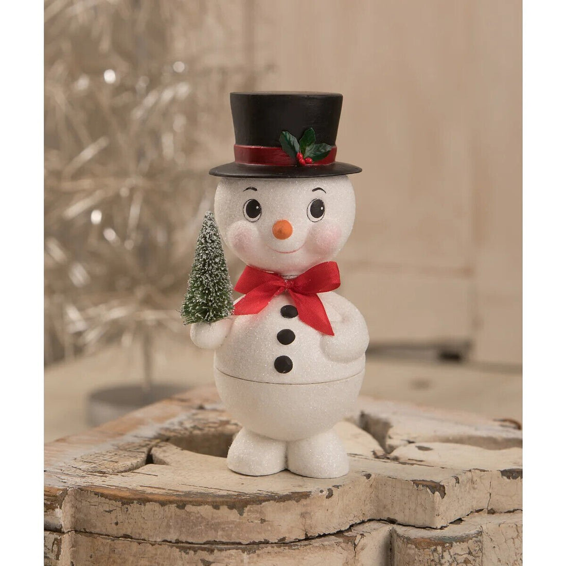 Bethany Lowe Christmas Bobblehead Snowman Container TL1359 - The Primitive Pineapple Collection