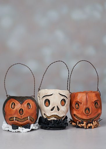ESC and Company Halloween 3pc Jack O Lantern Buckets 24227 - The Primitive Pineapple Collection