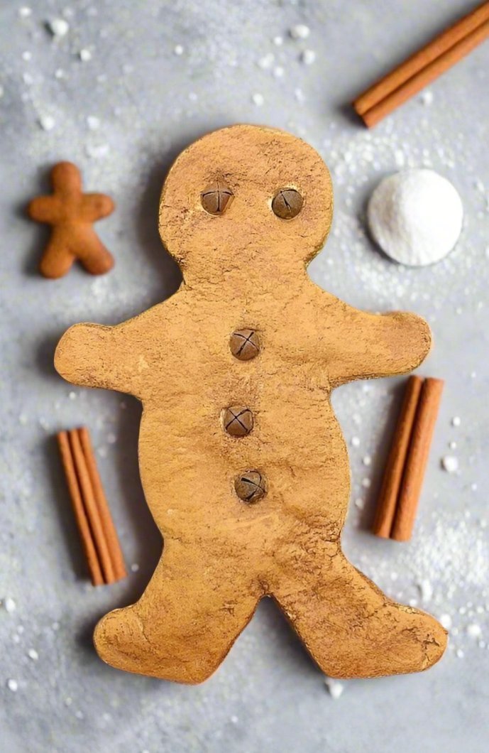 Primitive Christmas Handcrafted USA Gingerbread Boy Cookie Rusty Bells Bowl Filler - The Primitive Pineapple Collection