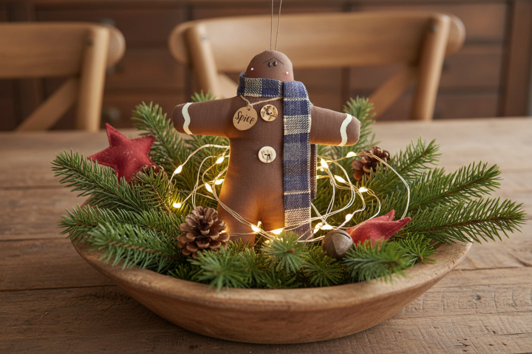 Honey and Me Christmas Spice Large Gingerbread Cookie Ornament 10" - The Primitive Pineapple Collection