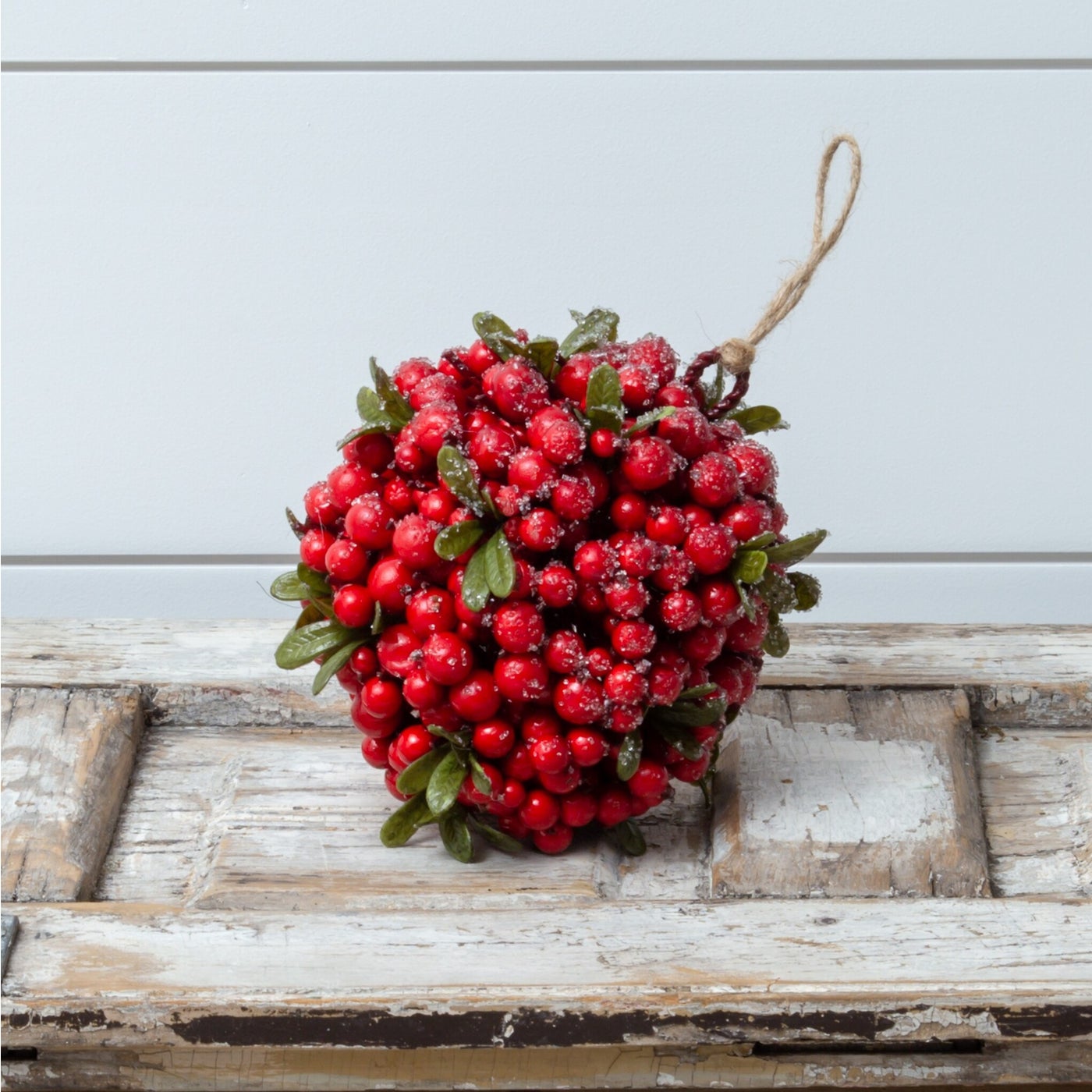 Primitive Christmas 6" Holly Berry Hanging Topiary Ball Holiday Decor - The Primitive Pineapple Collection