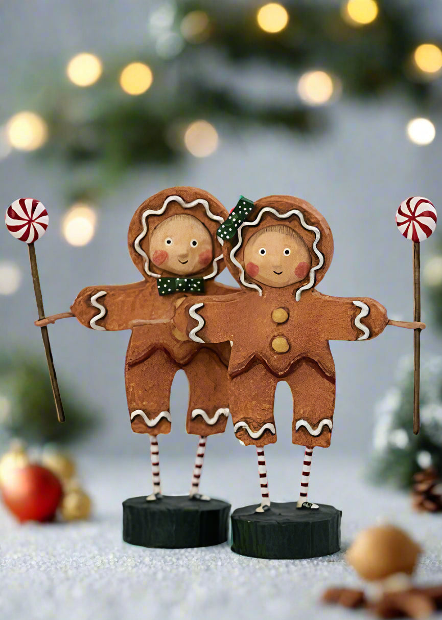 ESC and Company Christmas 2pc Gingerbread Boy and Girl Figurine Lori Mitchell - The Primitive Pineapple Collection