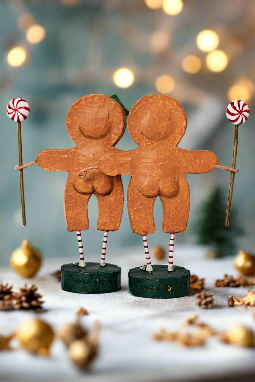 ESC and Company Christmas 2pc Gingerbread Boy and Girl Figurine Lori Mitchell - The Primitive Pineapple Collection