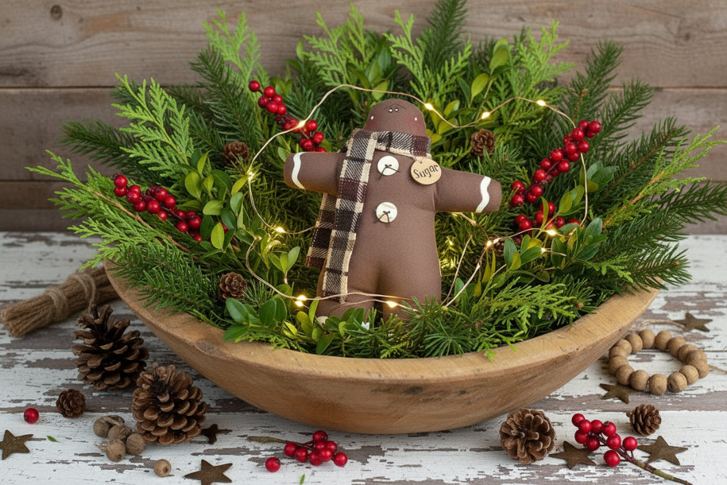 Honey and Me Christmas Sugar Large Gingerbread Cookie Ornament 9" - The Primitive Pineapple Collection