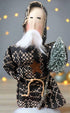 Christmas Handmade Kris Kringle Stump Santa Doll w/ Prim Black Coverlet - The Primitive Pineapple Collection