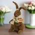 Primitive Easter Spring Brown Jane Girl Bunny w/Flowers Doll 10" - The Primitive Pineapple Collection