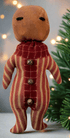 Primitive Handcrafted Christmas Vintage Look Striped Gingerbread Bowl Filler Doll 9" - The Primitive Pineapple Collection