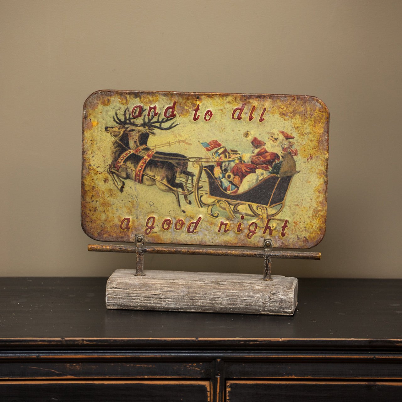 Ragon House Christmas Distressed 14" TO ALL A GOOD NIGHT on Stand - The Primitive Pineapple Collection