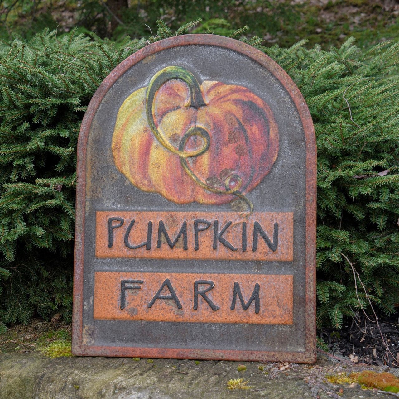 Ragon House Autumn Harvest Metal Distressed Pumpkin Farm Sign 24”H - The Primitive Pineapple Collection
