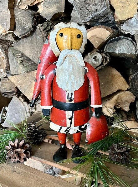 Primitive Christmas 10.75" Recycled Metal Santa Claus Figurine - The Primitive Pineapple Collection