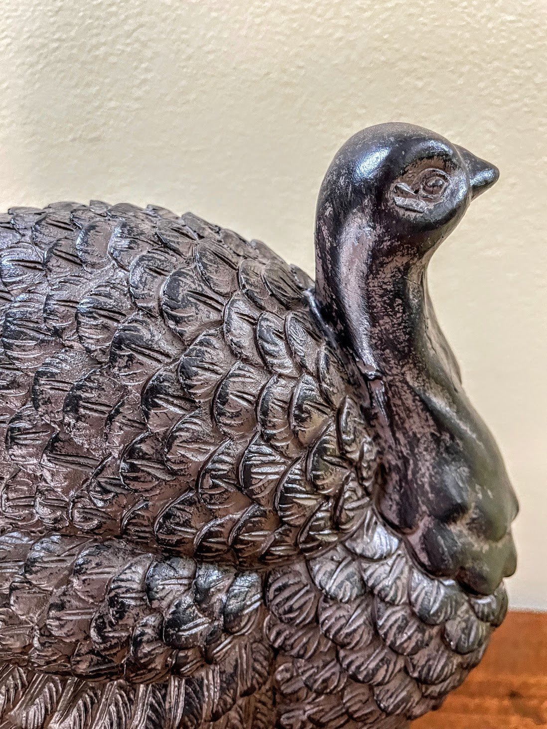 Primitive Farmhouse 10" Rustic Brown Resin Detailed Thanksgiving Turkey Figurine. - The Primitive Pineapple Collection