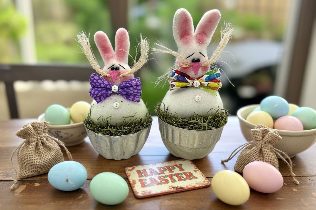 Primitive Handcrafted Bunny Cakes Rabbit in Jello tin Mold Spring/Easter - The Primitive Pineapple Collection