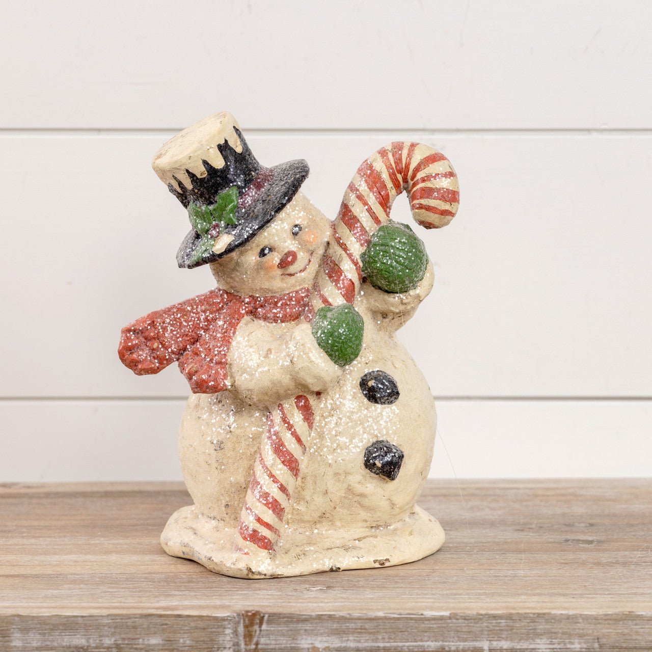 Primitive Christmas Ragon House 10” Retro Look Candy Cane Snowman - The Primitive Pineapple Collection