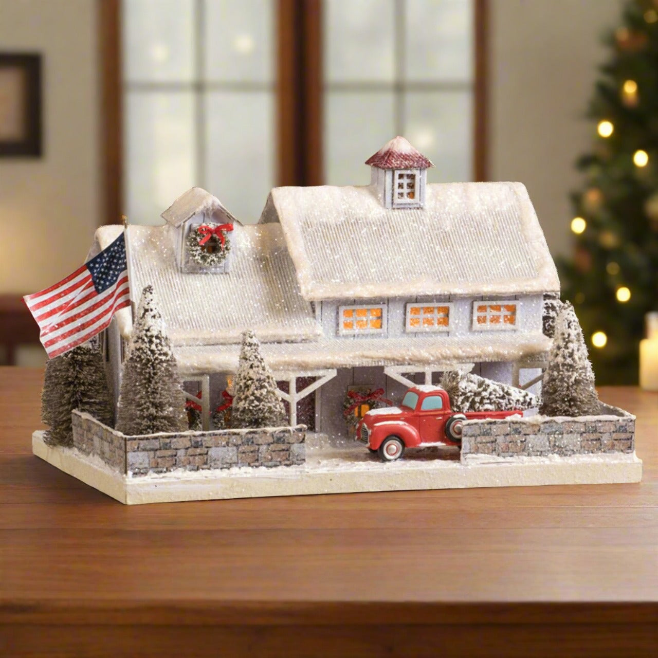 Ragon House Christmas Putz Style Light Up White American Farmhouse - The Primitive Pineapple Collection