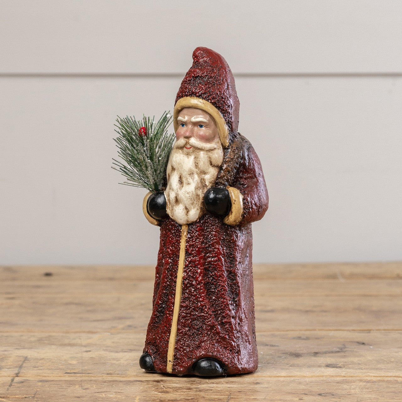 Primitive Christmas Ragon 9.75 " Vintage Red German Belsnickle Santa Berry Bush - The Primitive Pineapple Collection