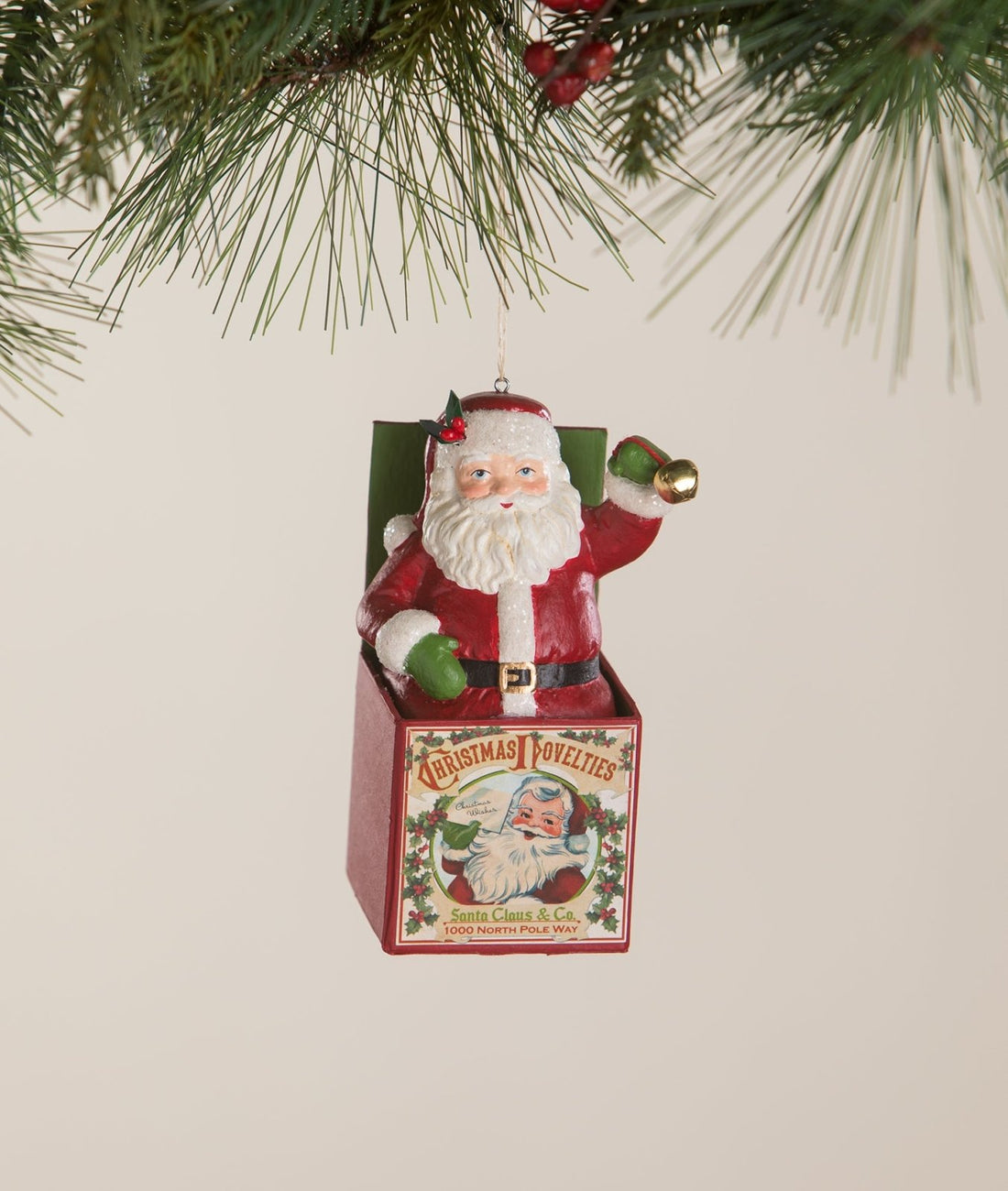 Bethany Lowe Christmas Santa Claus In the Box Ornament TL2372 - The Primitive Pineapple Collection