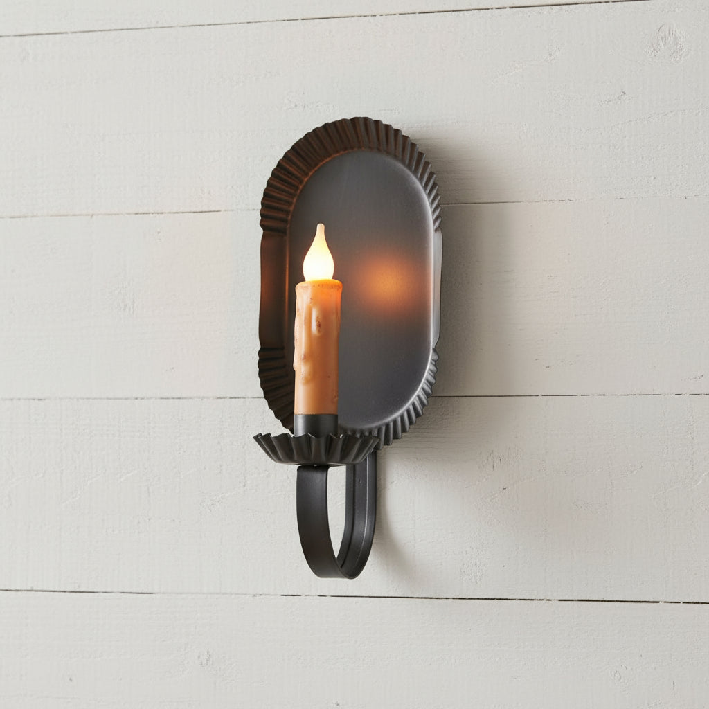 Primitive Colonial Smokey Black Candle Canterbury Sconce 10" - The Primitive Pineapple Collection