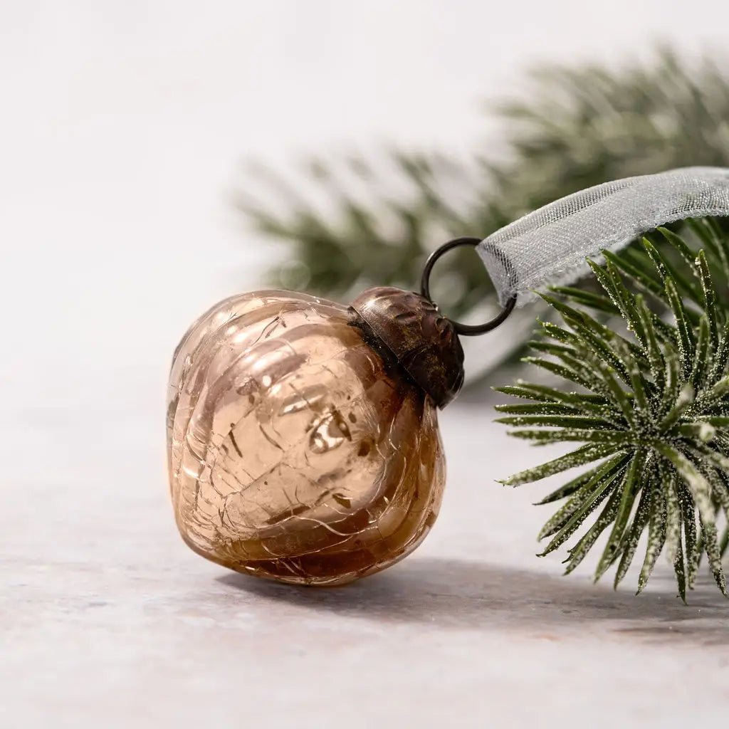 Christmas 6 pc Handmade 1" Glass Christmas Lantern Shape Ornament Vintage Look - The Primitive Pineapple Collection