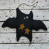 Primitive Halloween Fabric 12" x 9" Hanging Black Bat with Folk Art Star - The Primitive Pineapple Collection