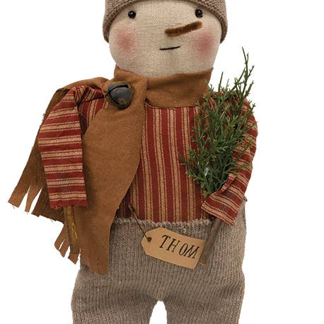Primitive Christmas Rustic 14"Thom Snowman Doll with Stick Legs - The Primitive Pineapple Collection