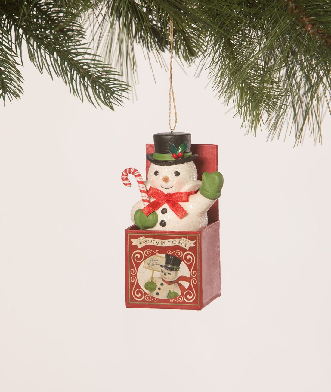 Bethany Lowe Christmas Frosty Snowman In the Box Ornament TL2373 - The Primitive Pineapple Collection