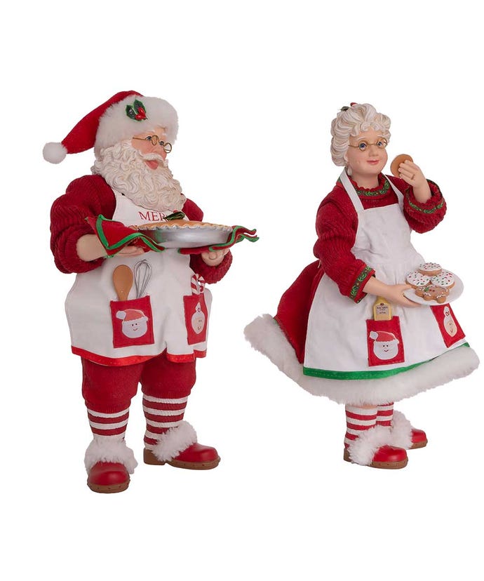 Kurt Adler Christmas 10.5" Fabriché™ Mr. and Mrs. Claus Dessert 2 pc Set - The Primitive Pineapple Collection