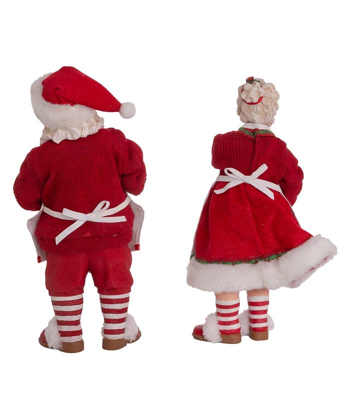 Kurt Adler Christmas 10.5" Fabriché™ Mr. and Mrs. Claus Dessert 2 pc Set - The Primitive Pineapple Collection