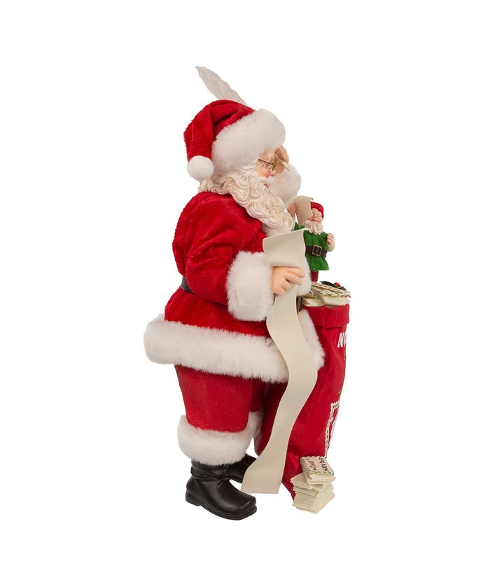 Kurt Adler Christmas 10.5&quot; Fabriché™ Santa with Mail and Elf - The Primitive Pineapple Collection