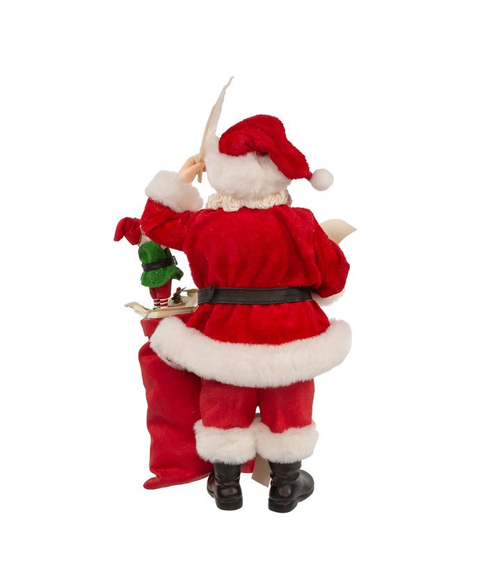 Kurt Adler Christmas 10.5" Fabriché™ Santa with Mail and Elf - The Primitive Pineapple Collection