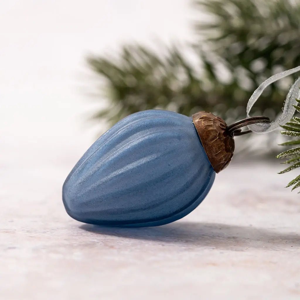 Handcrafted Christmas 1" Vintage Look Glass Pinecone Shaped Ornaments 6 pc set - The Primitive Pineapple Collection