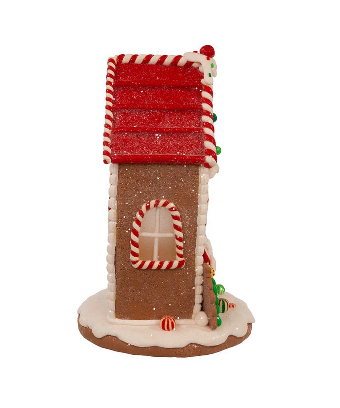 Kurt Adler Christmas 8.5" Battery Light Up Gingerbread House W/Santa - The Primitive Pineapple Collection