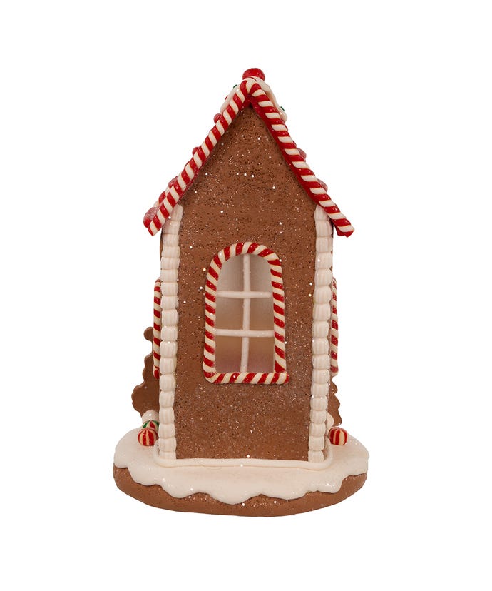 Kurt Adler Christmas 8.5" Battery Light Up Gingerbread House W/Santa - The Primitive Pineapple Collection
