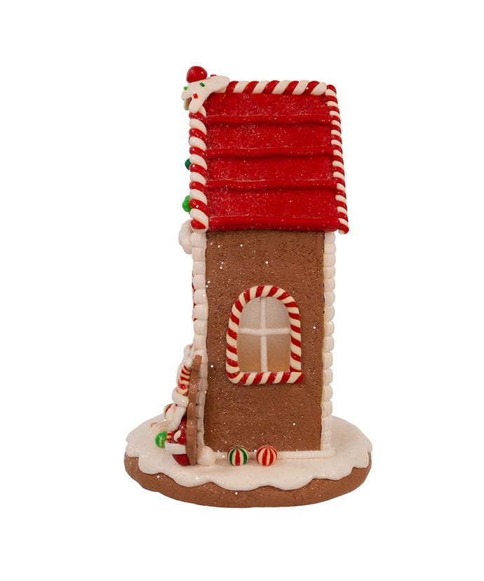 Kurt Adler Christmas 8.5" Battery Light Up Gingerbread House W/Santa - The Primitive Pineapple Collection