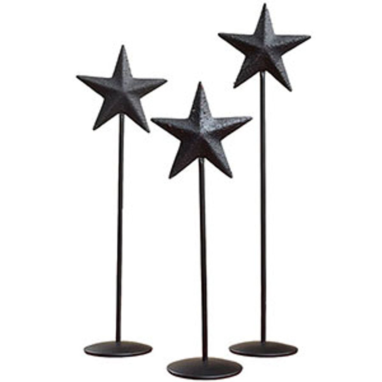 Primitive Country Farmhouse Little Black Barn Star Pedestal 3pc - The Primitive Pineapple Collection