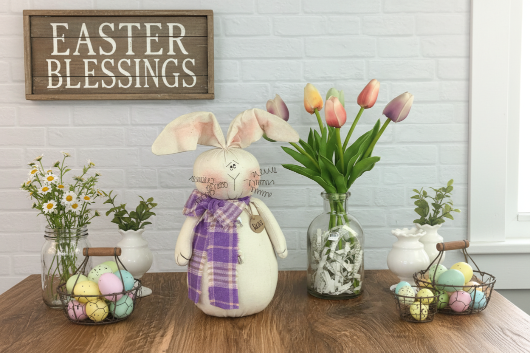 Primitive Easter Honey and Me Bunny Ross 9.5" Rabbit Farmhouse - The Primitive Pineapple Collection